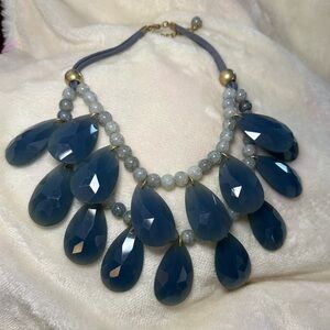 Anthropologie double layer statement necklace blue